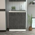 Depot E-Shop Salento Freestanding Sink Cabinet, White & Smokey Oak DE-MII6557